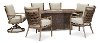Light Brown 7 Piece Fire Pit Patio Dining Set - Trevi