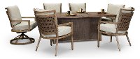 Light Brown 7 Piece Fire Pit Patio Dining Set - Trevi-2