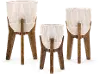Clearance 11 Inch Ivory Ceramic Vase on Wood Stand