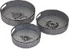 Clearance 16 Inch Zinc Honeybee Round Tray with Cut Out Handles