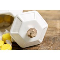 6 Inch White Geometric Lidded Canister with Copper Knob-3