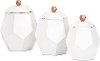 Clearance 6 Inch White Geometric Lidded Canister with Copper Knob