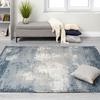 8 x 11 Large Teal, Gray, and Cream Area Rug - Sable-2