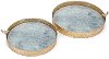 Clearance 15 Inch Gold Round Tray with a Gray Surface Pattern