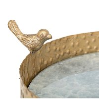 13 Inch Gold Round Tray with a Gray Surface Pattern-3