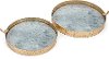Clearance 13 Inch Gold Round Tray with a Gray Surface Pattern