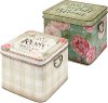 7 Inch Multi Color Plaid Tin with Lid and Handles