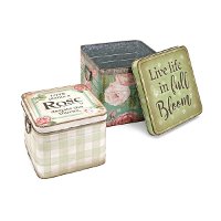 7 Inch Multi Color Plaid Tin with Lid and Handles-2