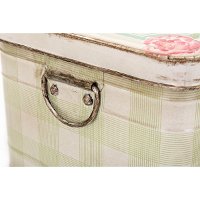 7 Inch Multi Color Plaid Tin with Lid and Handles-4