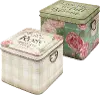 Clearance 7 Inch Multi Color Plaid Tin with Lid and Handles
