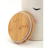 4 Inch Pink Looking Good Ceramic Canister with Wood Lid-2