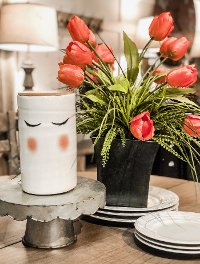 8 Inch Pink Looking Good Ceramic Canister with Wood Lid-3