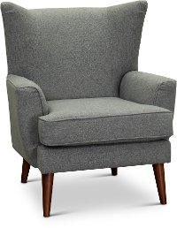 Mid Century Modern Gray Wingback Chair - Avery