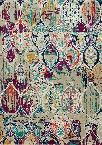 5 x 8 Medium Distressed Gray, Purple, and Blue Rug - Topaz
