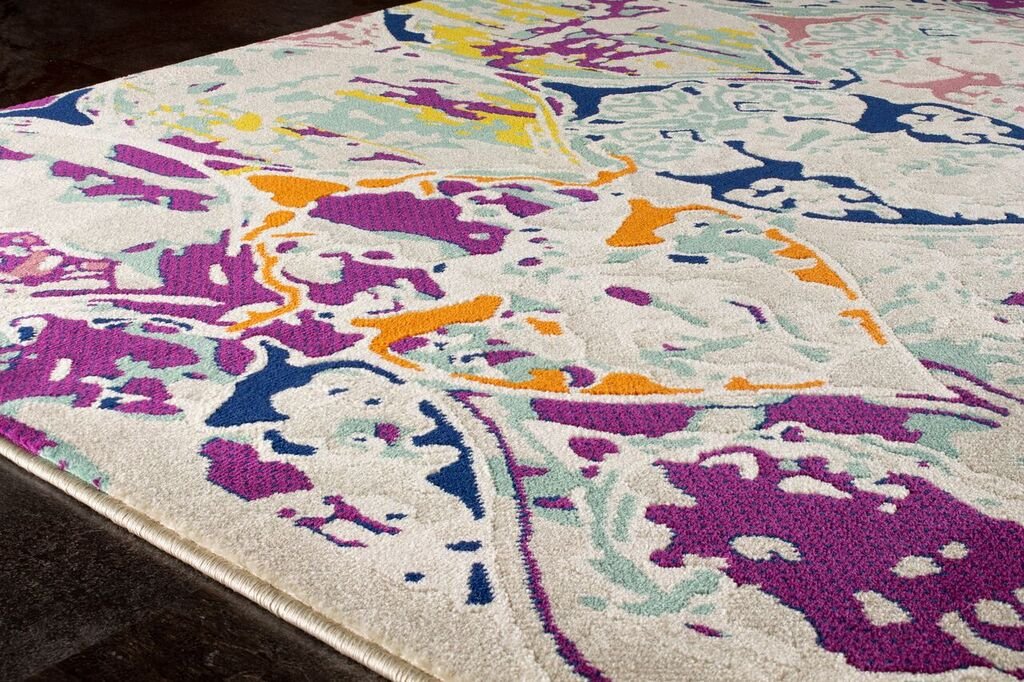 8 x 11 Large Distressed Gray, Purple, and Blue Rug - Topaz-3