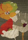 5 x 8 Medium Watercolor Flowers Gray and Green Area Rug - Topaz -1