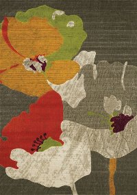 5 x 8 Medium Watercolor Flowers Gray and Green Area Rug - Topaz