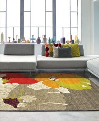 5 x 8 Medium Watercolor Flowers Gray and Green Area Rug - Topaz-2