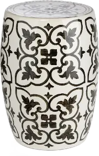 White and Black Ceramic Garden Stool