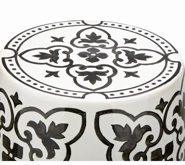 White and Black Ceramic Garden Stool-2