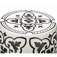 White and Black Ceramic Garden Stool-2
