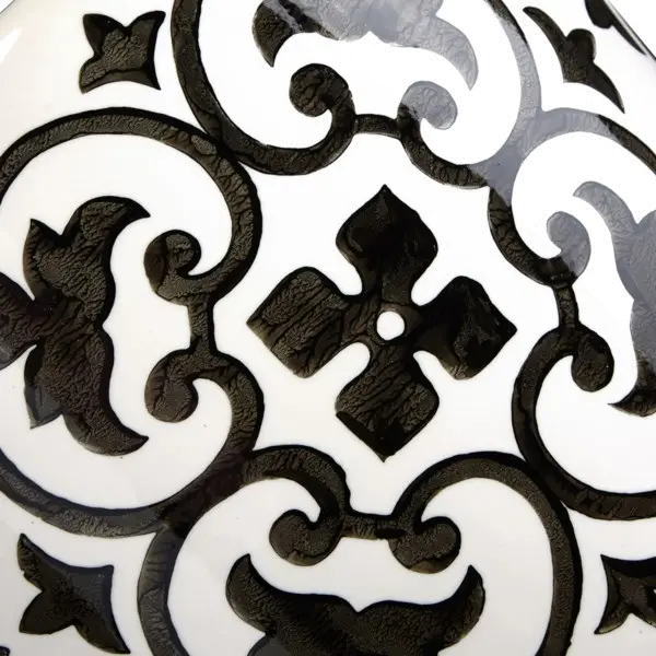 White and Black Ceramic Garden Stool-3