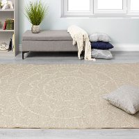 5 x 8 Medium Beige and Cream Indoor-Outdoor Area Rug - Vista -2