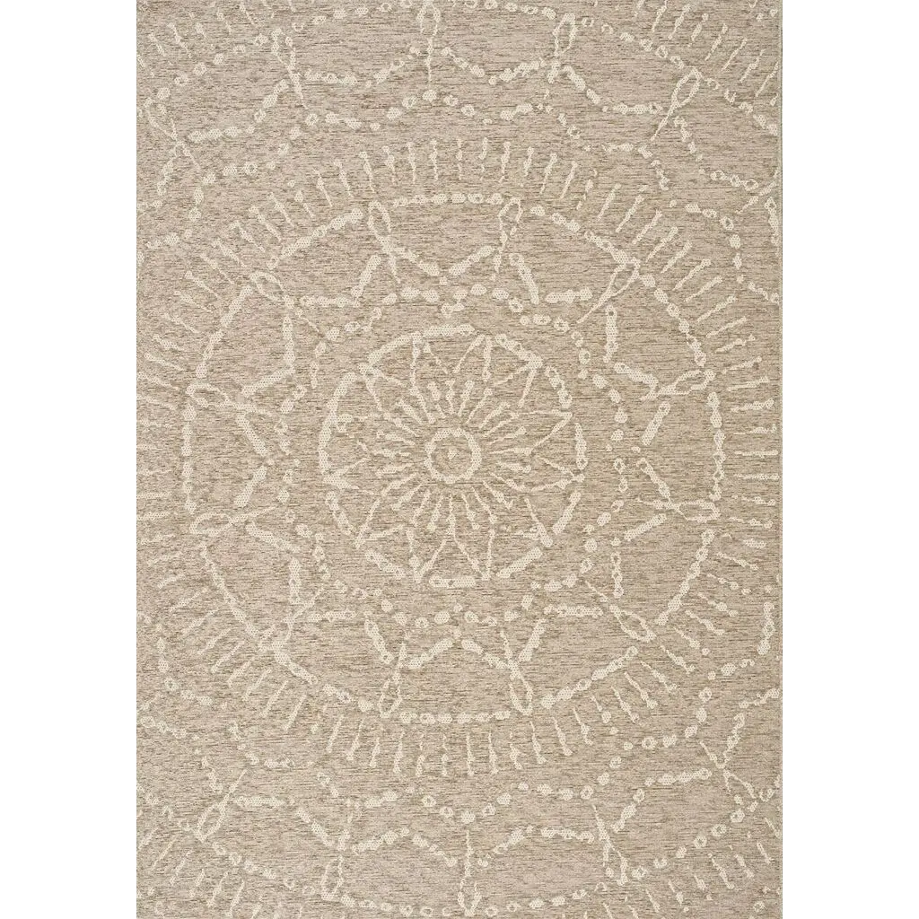 8 x 11 Large Beige and Cream Indoor-Outdoor Area Rug - Vista
