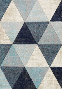 5 x 8 Medium Distressed Triangles Gray and Blue Rug - Freemont