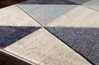 5 x 8 Medium Distressed Triangles Gray and Blue Rug - Freemont -3