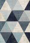 8 x 11 Large Distressed Triangles Gray and Blue Rug - Freemont