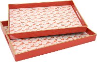 18 Inch Salmon Flamingo Tray with Cut Out Handles