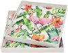 Clearance 13 Inch Multi Color Floral and Flamingo Tray