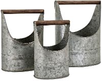 11 Inch Metal Planter with Wooden Handle