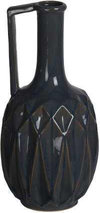 12 Inch Blue Ceramic Vase with Handle