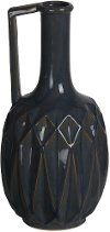 Clearance 12 Inch Blue Ceramic Vase with Handle