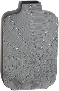 16 Inch Tall Gray Ceramic Vase with Web Design