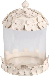 9 Inch White Glass Jar with Metal Clover Lid