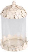 11 Inch White Glass Jar with Metal Clover Lid