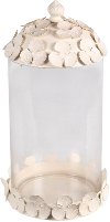 13 Inch White Glass Jar with Metal Clover Lid