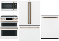 KIT Cafe 4 Piece Kitchen Appliance Package with Gas Range - White