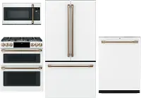KIT Cafe 4 Piece Kitchen Appliance Package with Gas Range - White