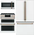 .GEC-MWT-3PC-BTM-GAS Cafe 3 Piece Kitchen Appliance Package with Gas Range - White