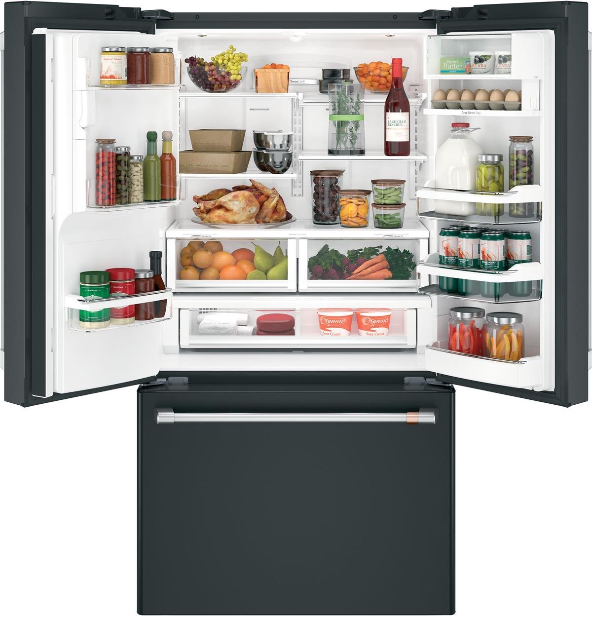 CYE22TP3MD1 Cafe Counter Depth French Door Smart Refrigerator with Hot Water Dispenser - 22.2 cu. ft., 36 Inch Matte Black-2
