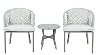White and Silver 3 Piece Patio Bistro Set - Palm Beach