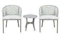 White and Silver 3 Piece Patio Bistro Set - Palm Beach