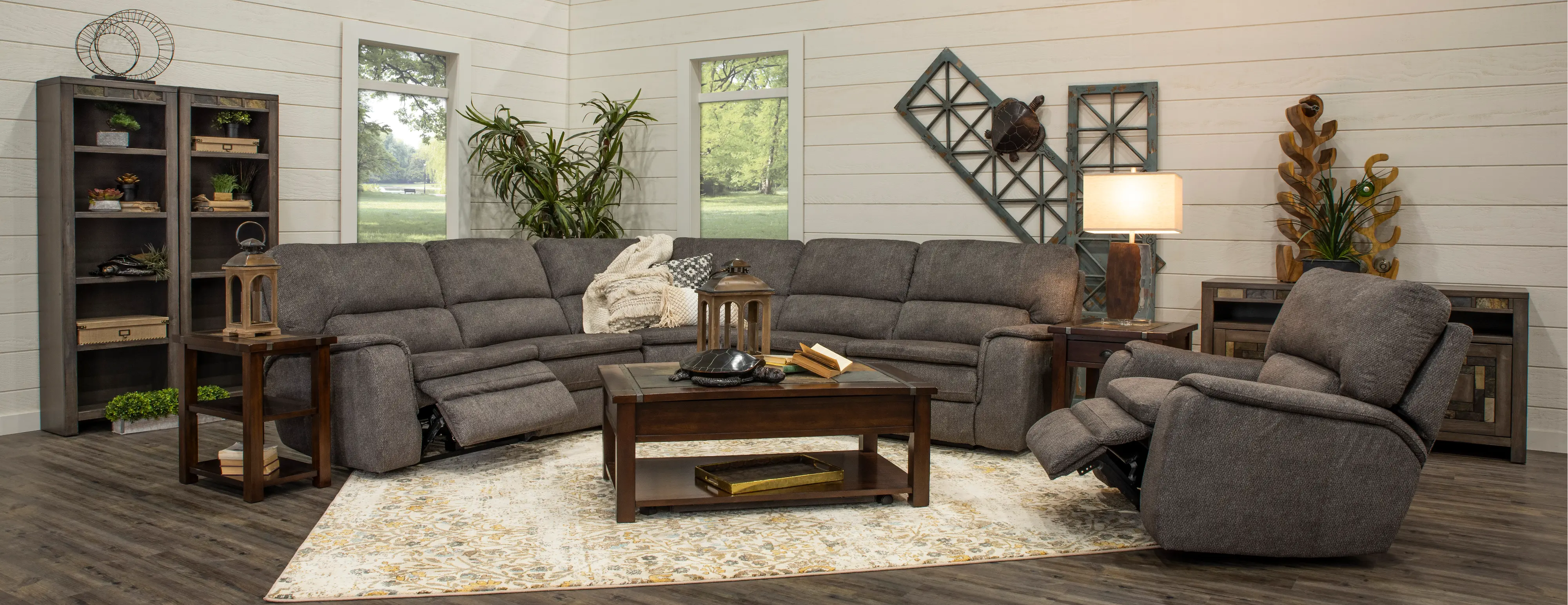 Silver Gray 5 Piece Power Reclining Sectional Sofa - Cyprus-2
