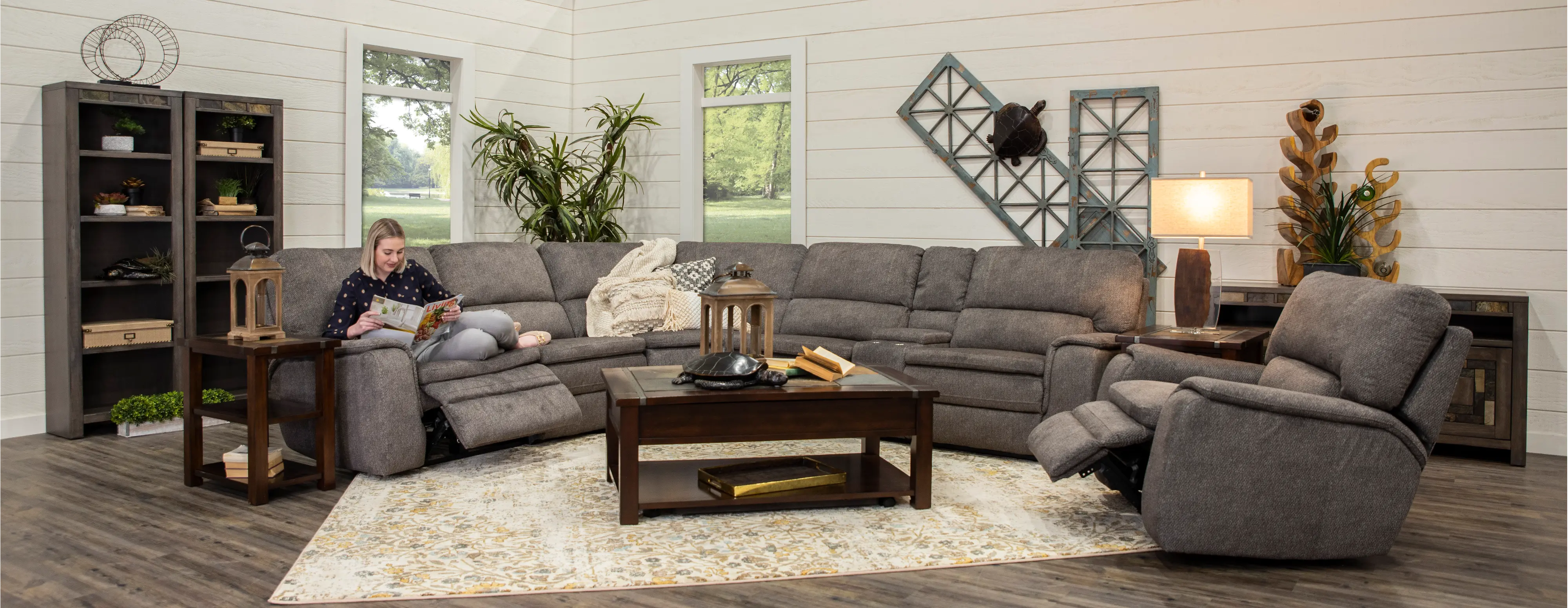 Silver Gray 6 Piece Power Reclining Sectional Sofa - Cyprus-5