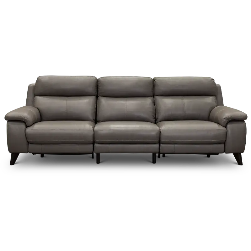 Venice Gray Leather-Match Dual Power Reclining Sofa