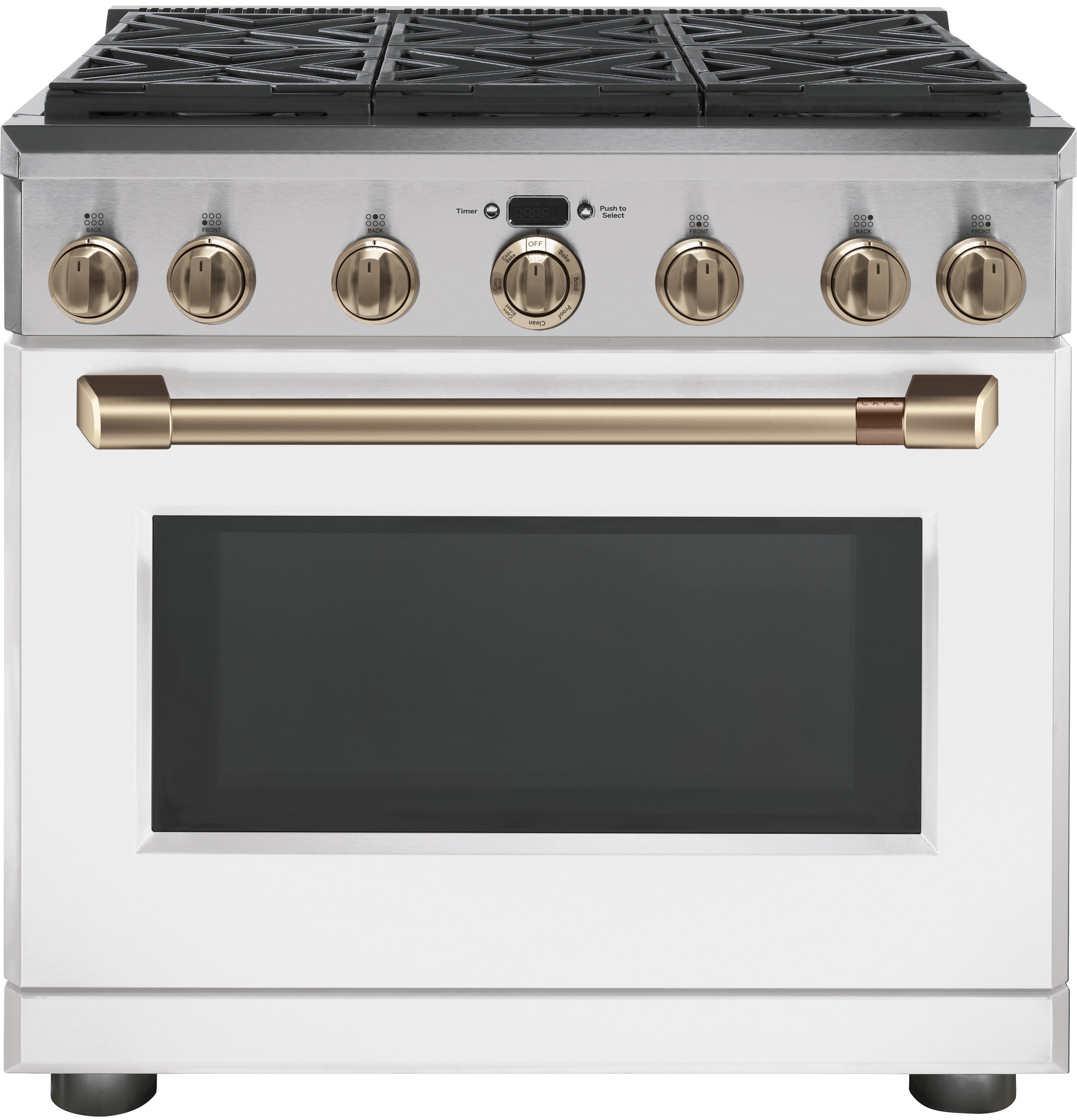 C2Y366P4MW2 Cafe 36 inch Dual Fuel Professional Range with 6 Burners (Natural Gas) - Matte White-1